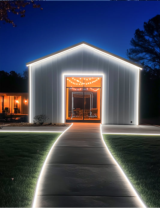 GZBtech 120V LED Neon Rope Lights, 3D Top & Side Free Bend 6000K Cool White Neon Strip, 122+LM/FT Diver-Free IP65 Rope Lighting for Indoor Outdoor Decoration.