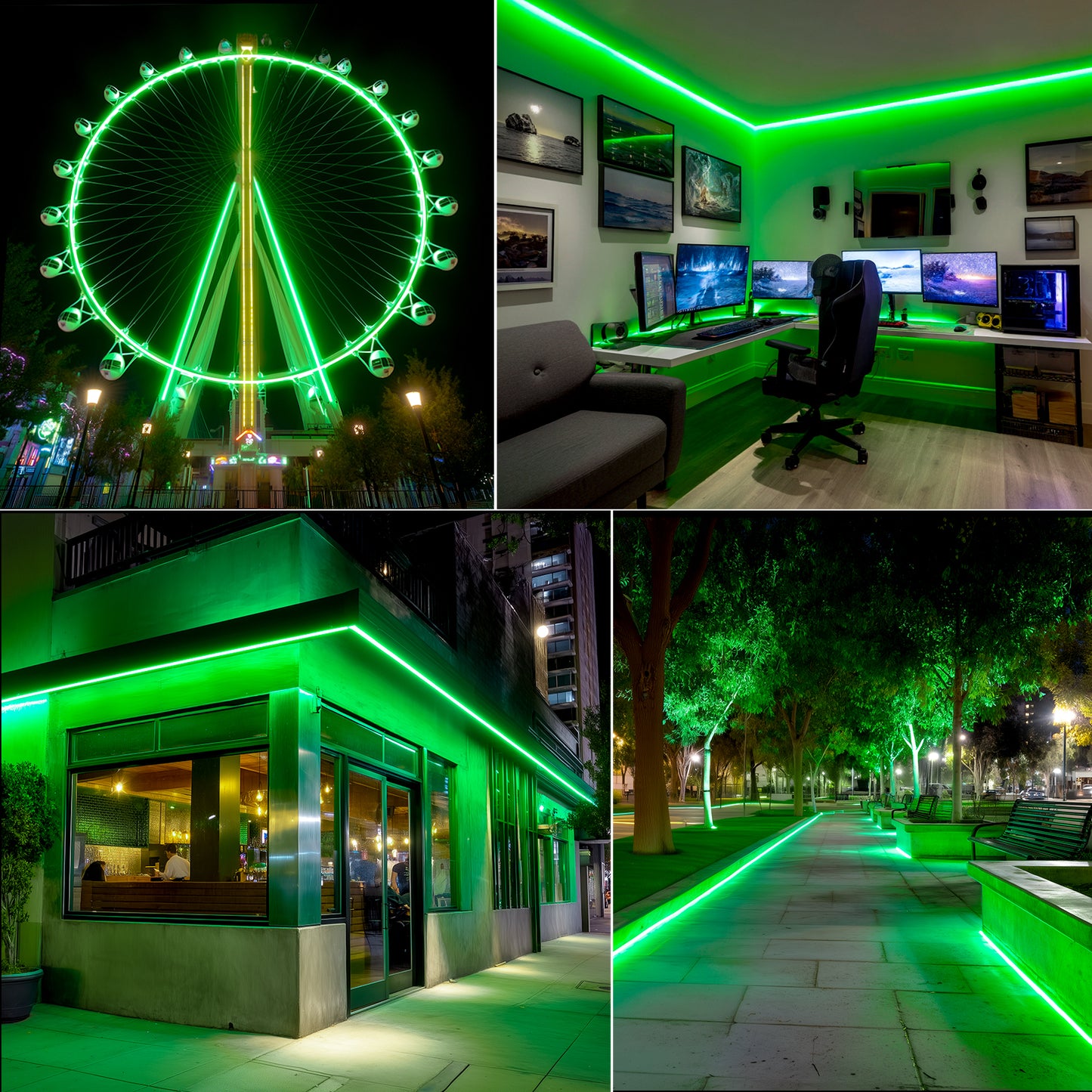 120V ETL Listed Flexible Green Neon Rope Light Save Energy, IP65 waterprooof, cuttable