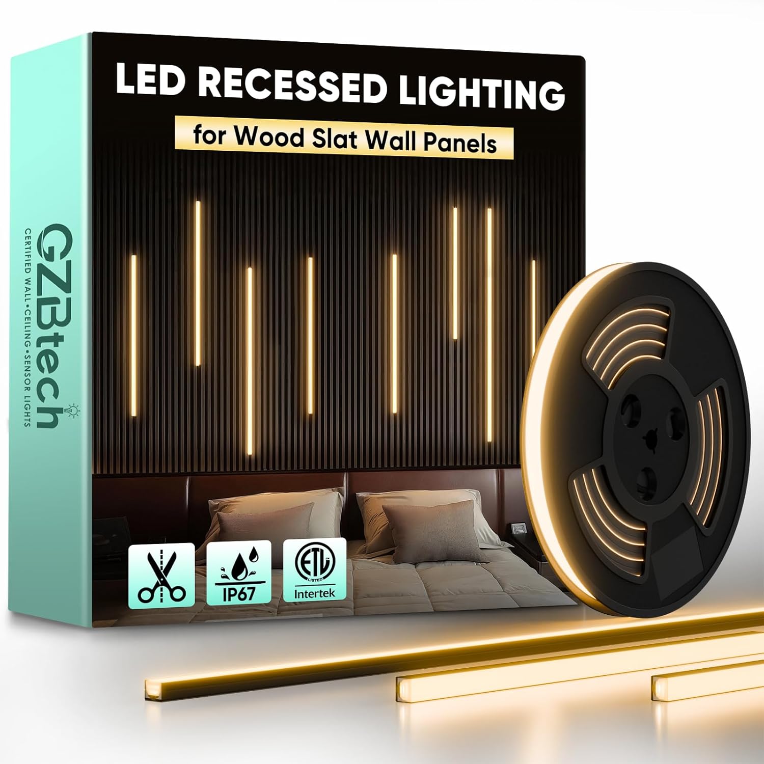 24V Slat Wall LED Light Strip-3000K Warm White Recessed Panel Lighting –  GZBtech, image size:1500x1500