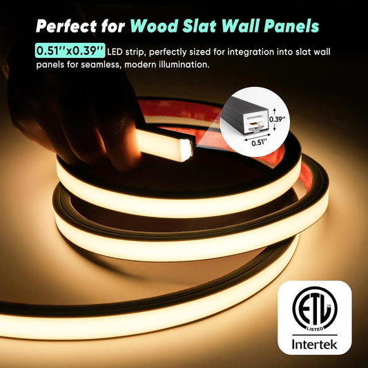 24V Slat Wall LED Light Strip - 3000K Warm White Recessed Panel Lighting