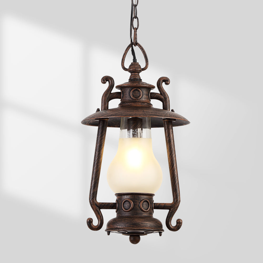 Big Rustic Lantern Bronze Outdoor pendant Light