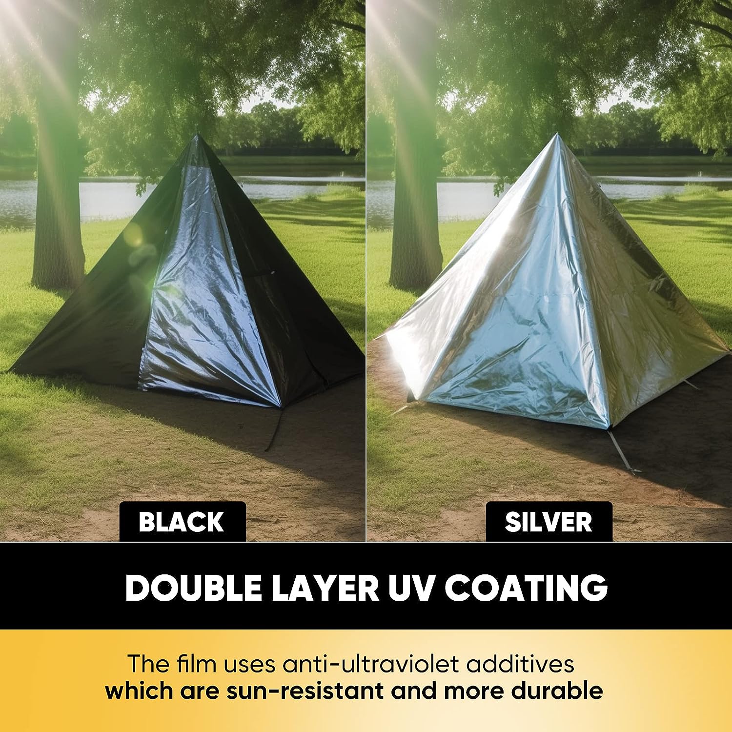 GZBtech 10 Mil Heavy Duty Tarp Large Tarp 12 Sizes, Waterproof Thick Silver black Tarpaulin Cover for Outdoor Garden Use, UV Resistant, Tear Proof Poly Tarps.