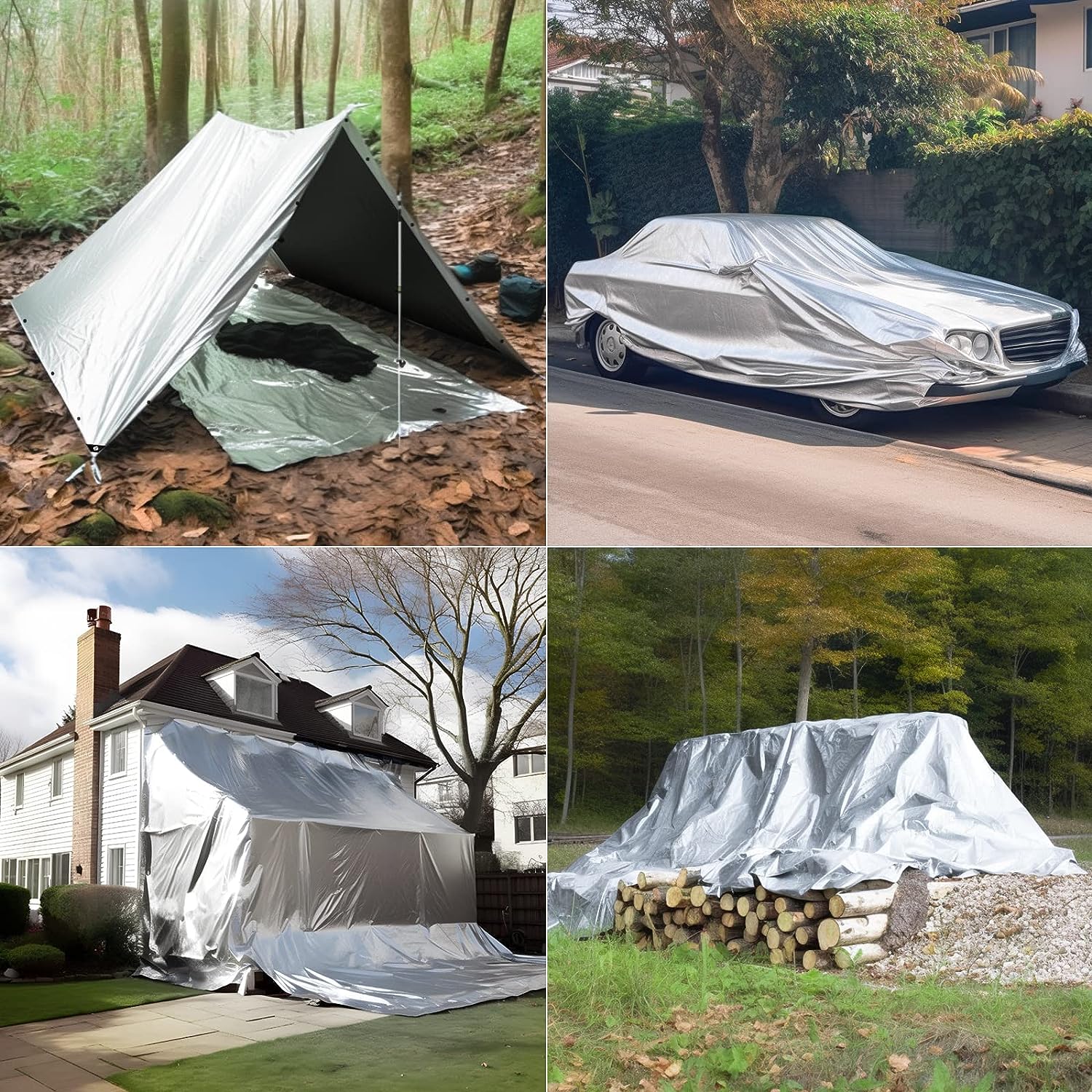 GZBtech 10 Mil Heavy Duty Tarp Large Tarp 12 Sizes, Waterproof Thick Silver black Tarpaulin Cover for Outdoor Garden Use, UV Resistant, Tear Proof Poly Tarps.