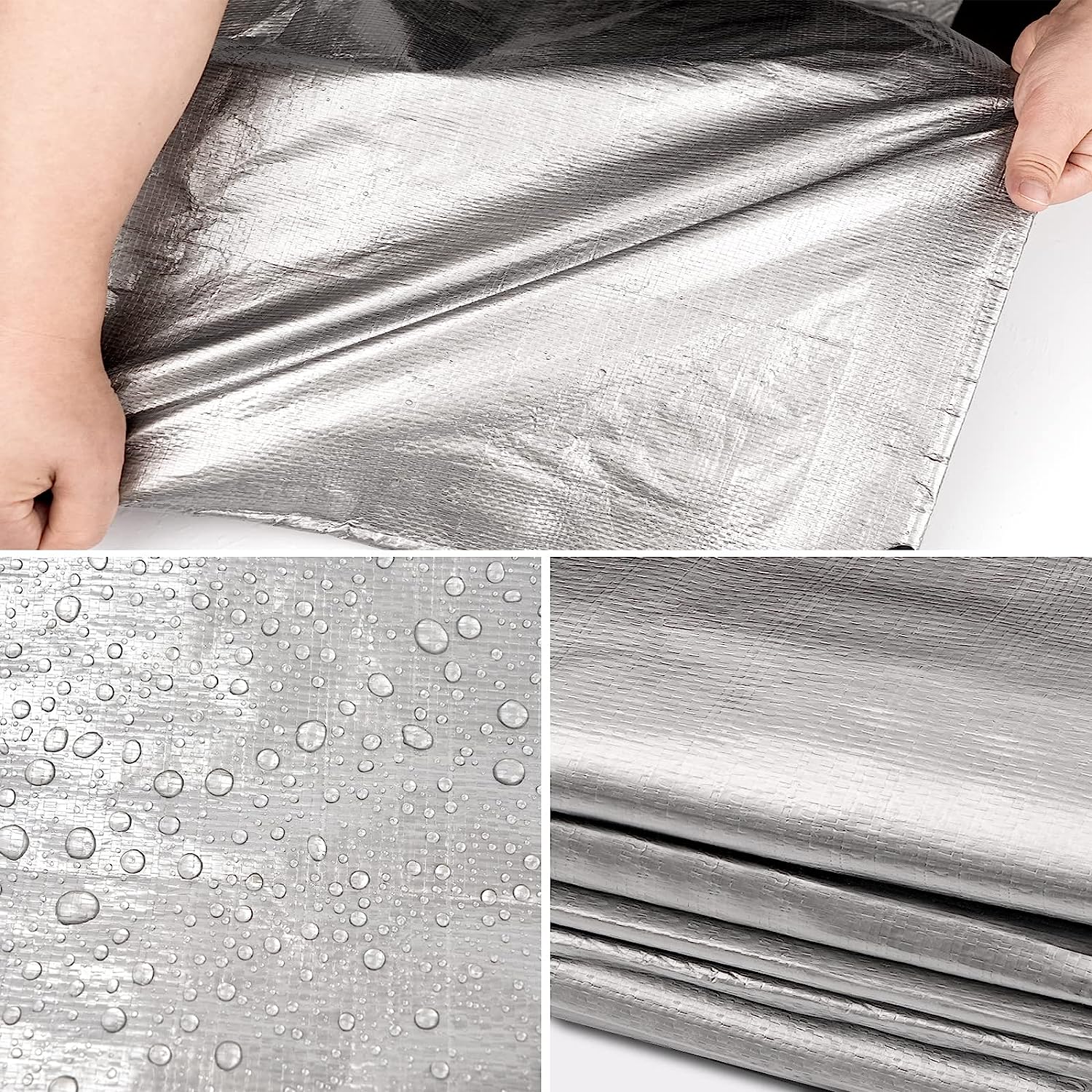 GZBtech 10 Mil Heavy Duty Tarp Large Tarp 12 Sizes, Waterproof Thick Silver black Tarpaulin Cover for Outdoor Garden Use, UV Resistant, Tear Proof Poly Tarps.Tarpaulin Cover