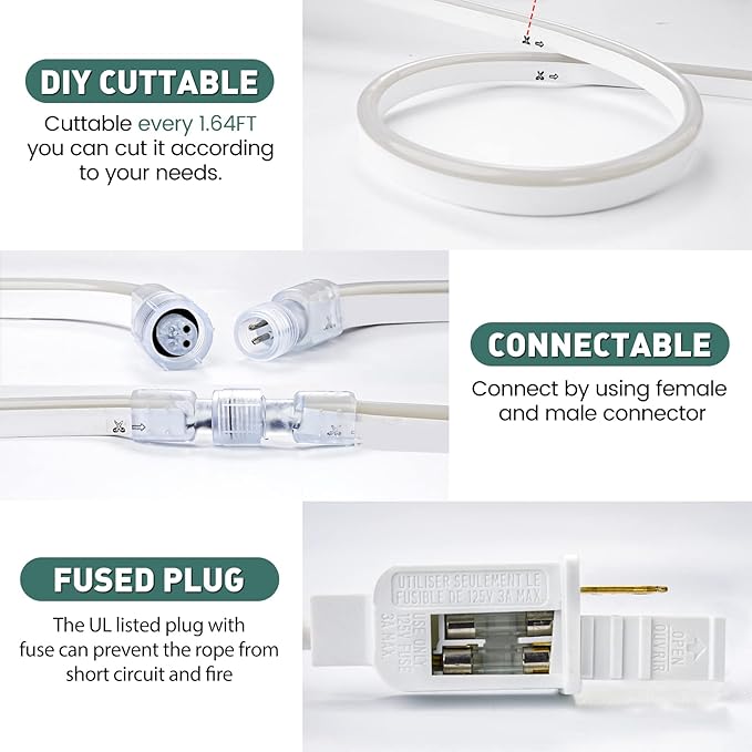 120V ETL Listed Flexible LED Neon Rope Light Save Energy, IP65 waterproof, cuttable