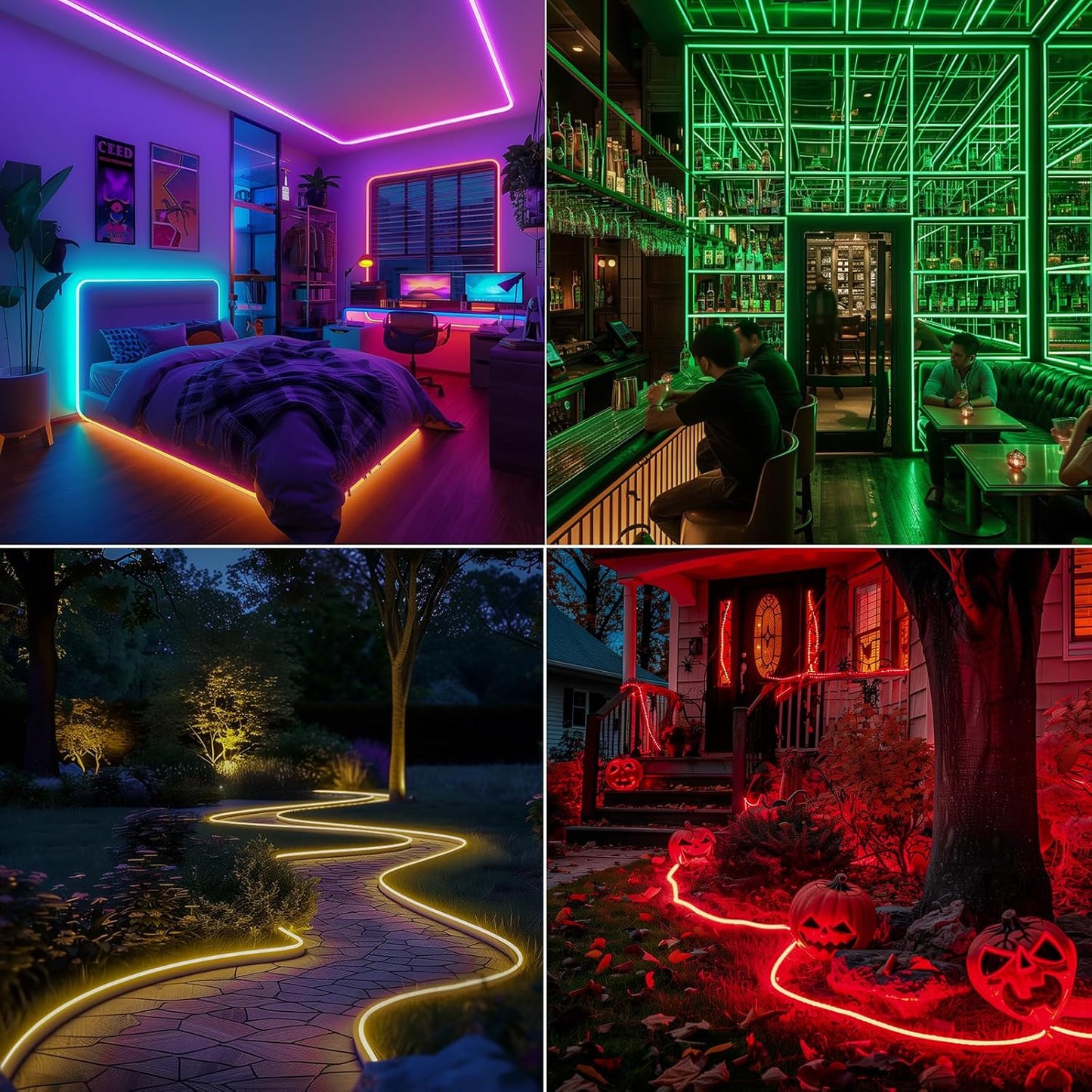 GZBtech RGB Neon Rope Lights, AC 110-120V Waterproof Color Changing LED Rope with Remote Controller, RGB Rope Lighting for Indoor Outdoor Commercial Use.