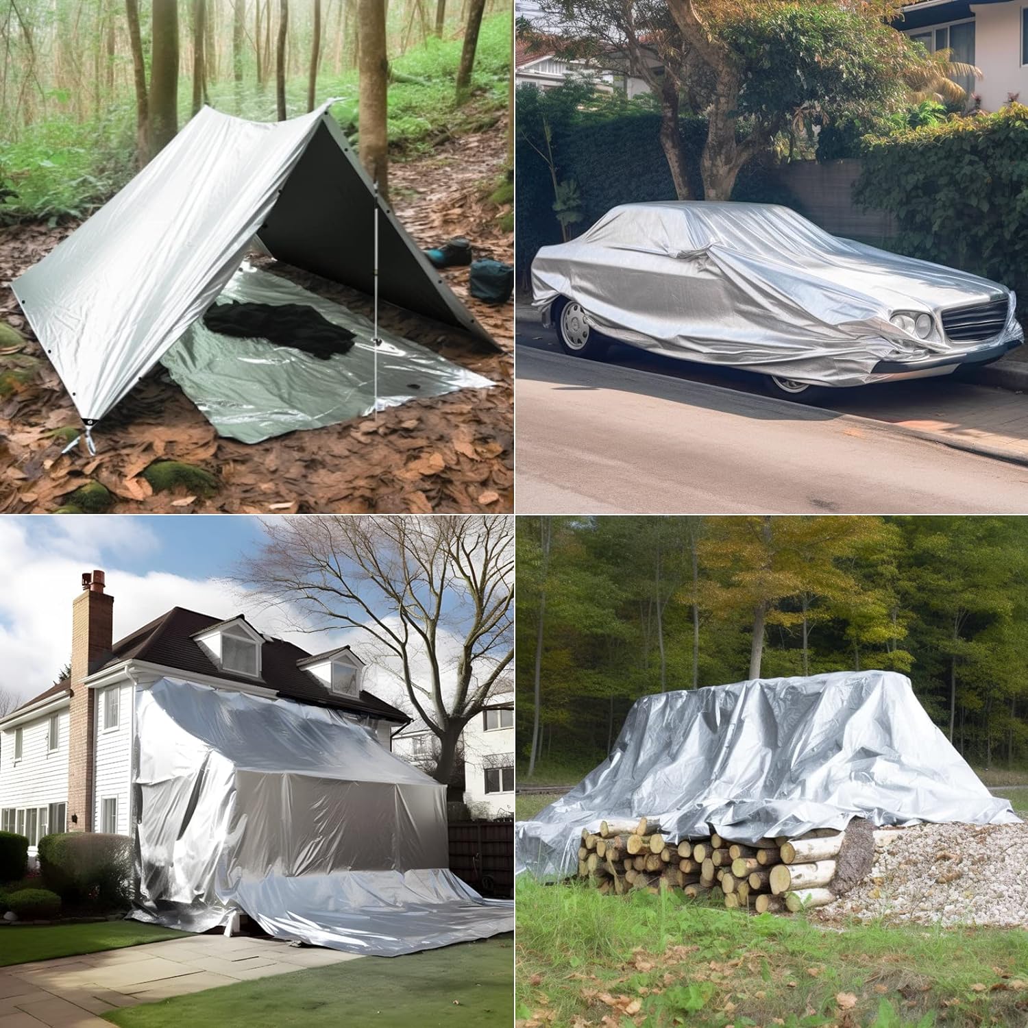 GZBtech Waterproof Tarp 16 Mil Heavy Duty Tarp 11 Sizes Silver&Black, Waterproof Thick Plastic for Outdoor Patio Yard Use, UV Resistant Tarps.