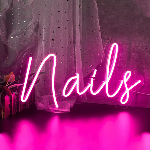 16 Inch Nails Neon Sign Pink USB and Battery Operated Business Sign