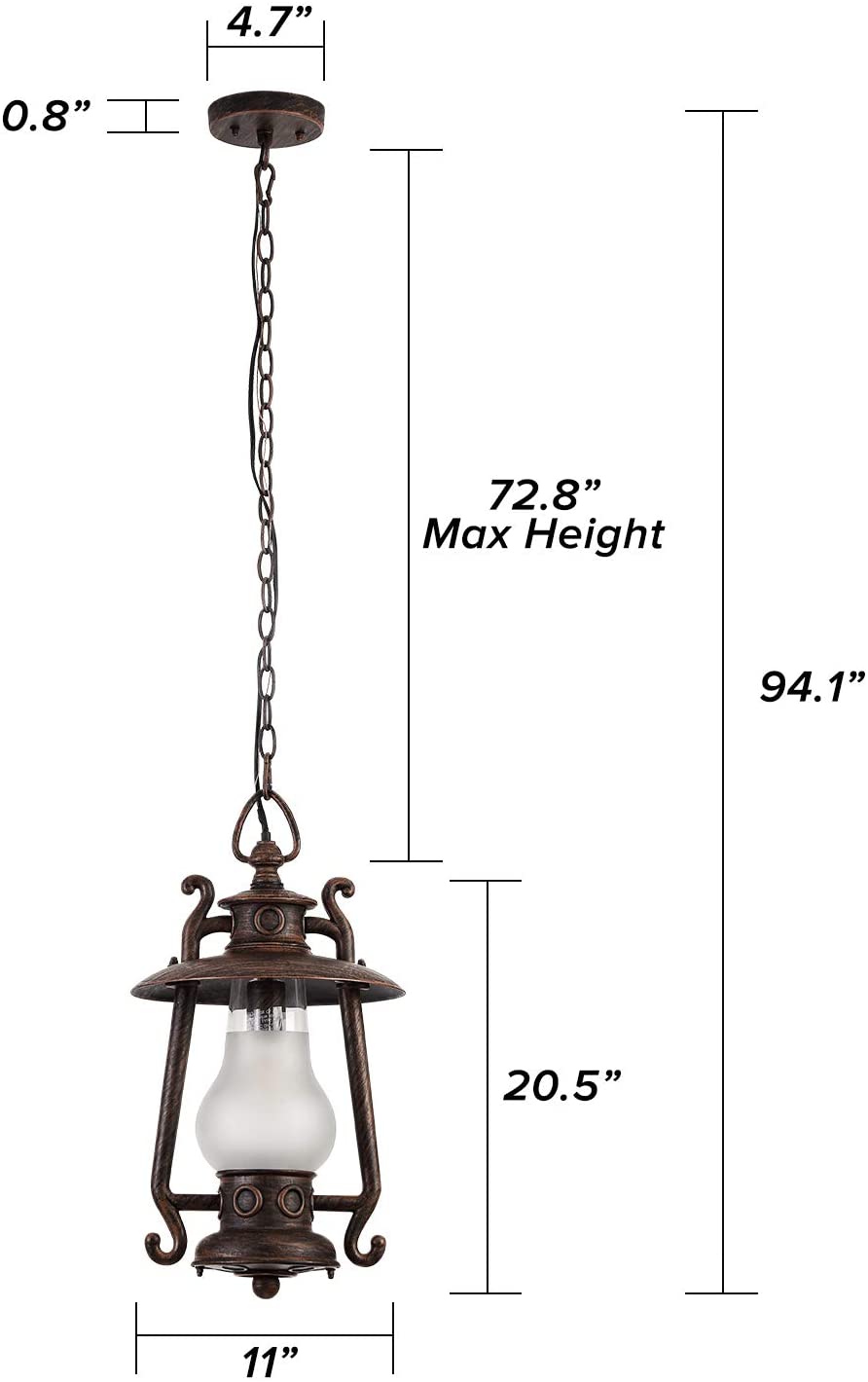 GZBtech rustic lantern Outdoor Pendant Light-3