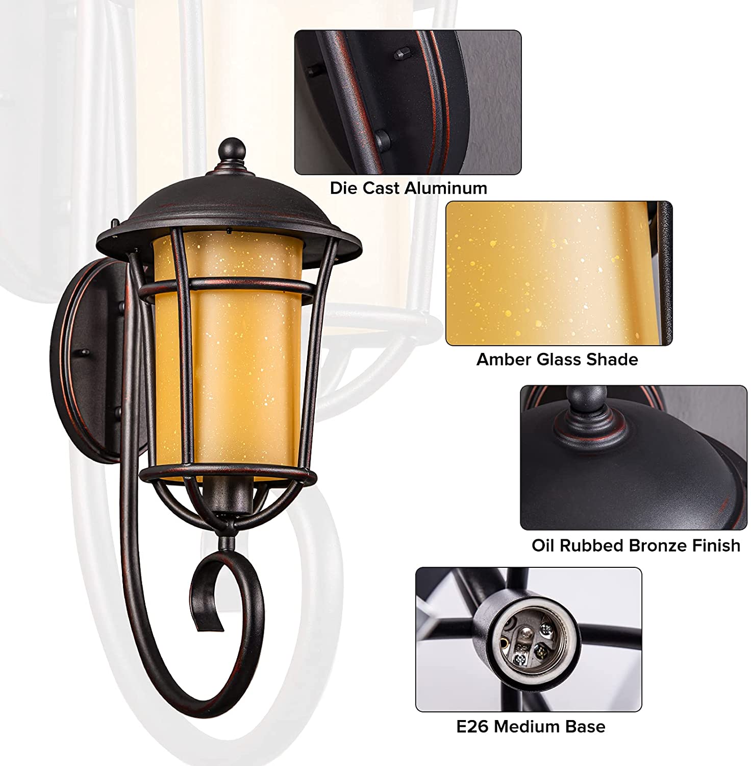 Rustic Lantern Outdoor Porch Light-3