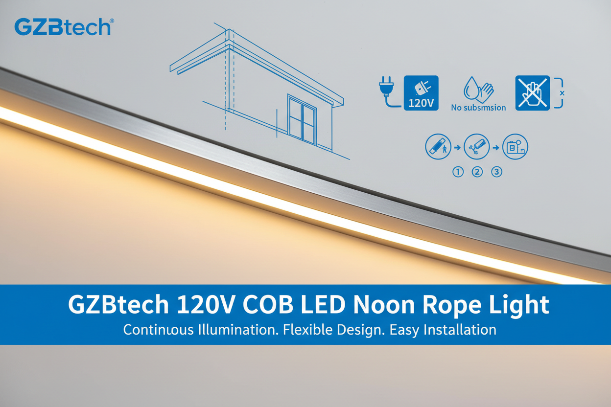 GZBtech 120V COB LED Neon Rope Light: Cut, Install & Waterproof Guide