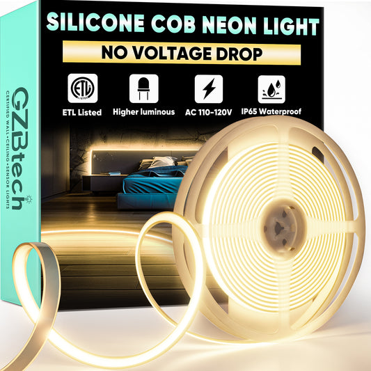 120V ETL Listed Super Bright Silicone COB Neon Rope Lights 2800K Warm White 286LEDs/M