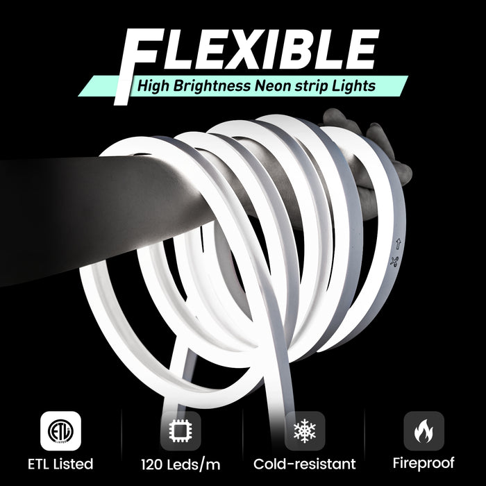 GZBtech Flexible Cool White LED Neon Rope Light
