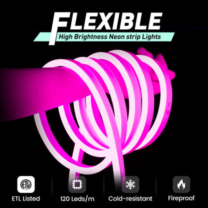 GZBtech 120V Flexible Pink LED Neon Rope Light