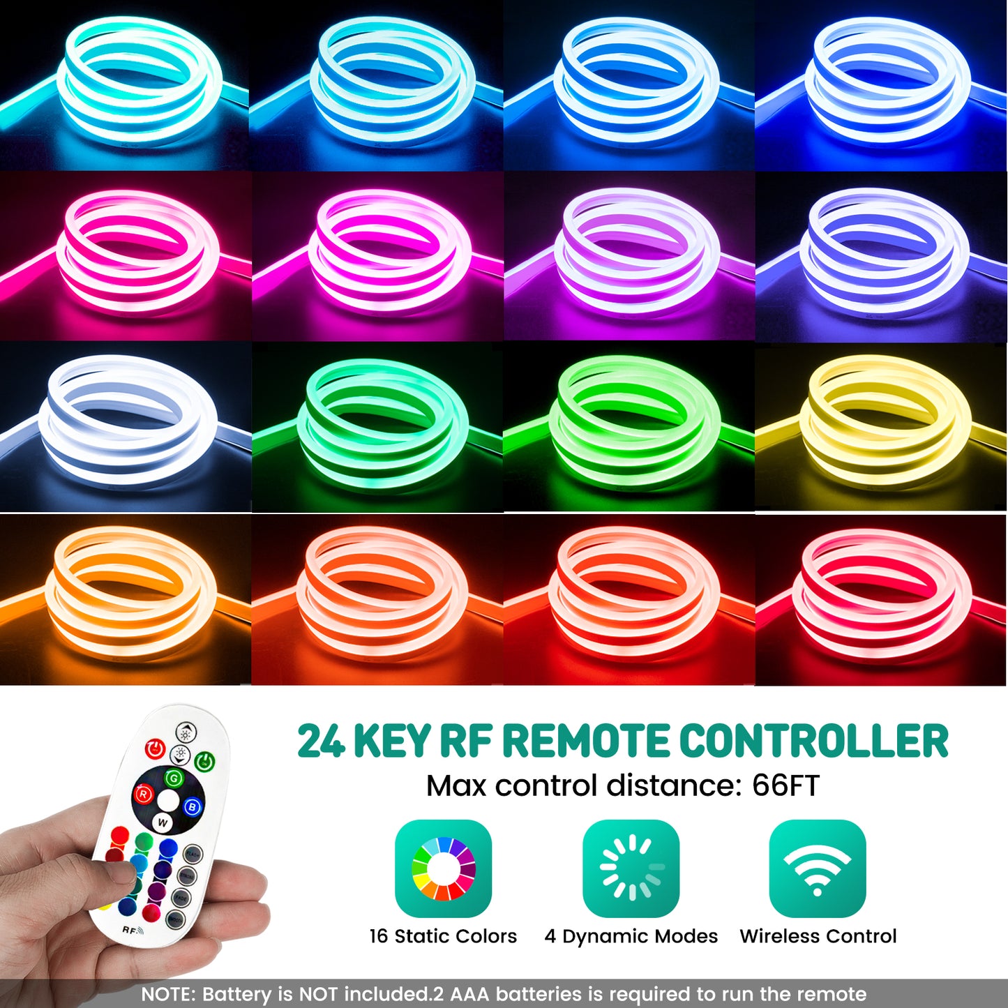 120V ETL Listed Flexible RGB Neon Rope Lights Save Energy Bright Colorful