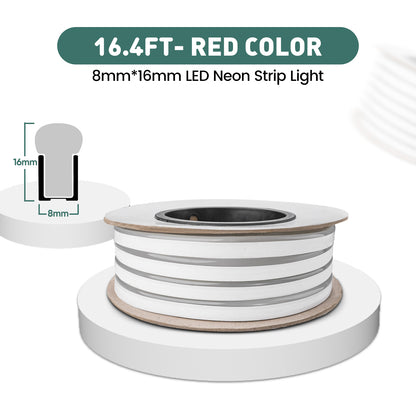 GZBtech Flexible Red LED Rope Light, Waterproof Neon Strip Light, 120 LEDs/M Cuttable Connectable Red Neon Lighting for Indoor Outdoor Home Decor/Commercial Building Use.