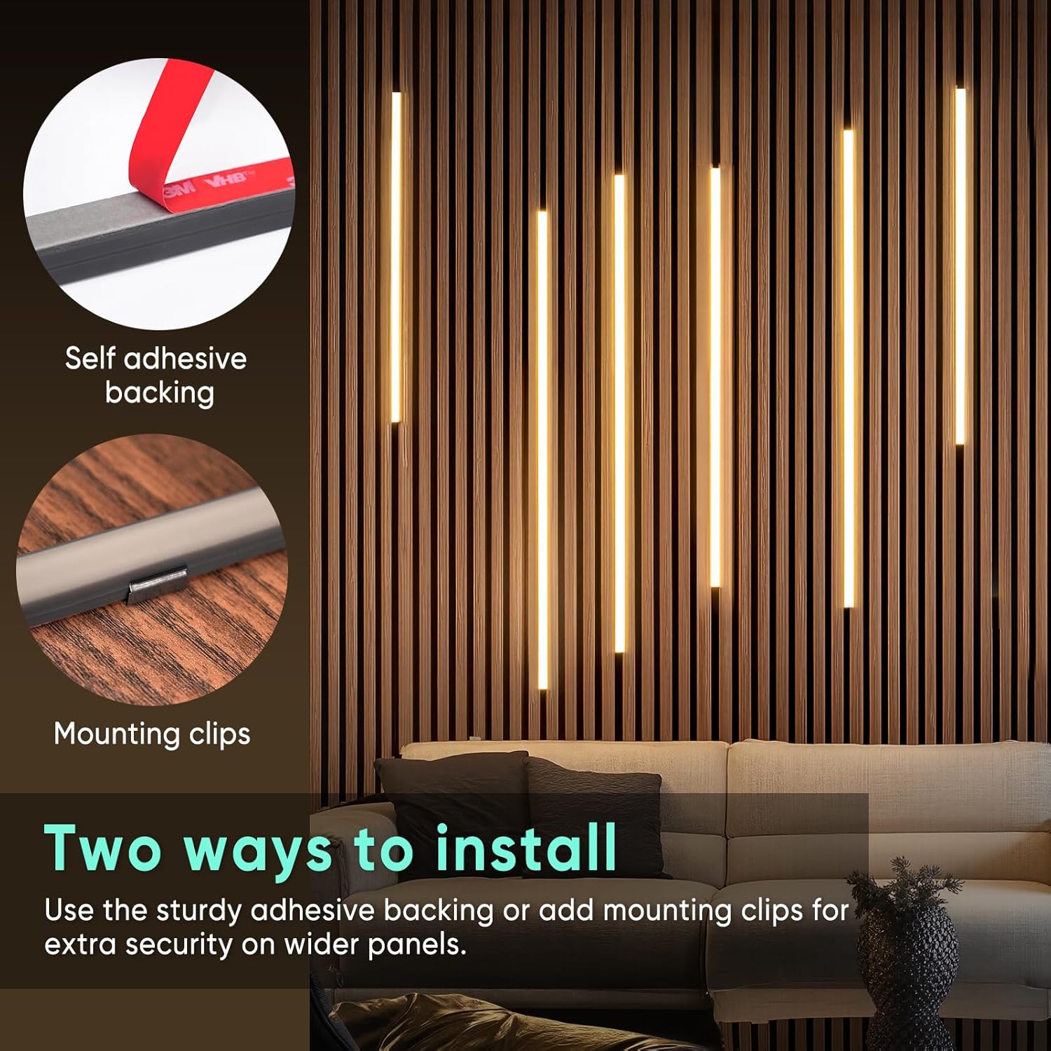 24V Slat Wall LED Light Strip - 3000K Warm White Recessed Panel Lighting