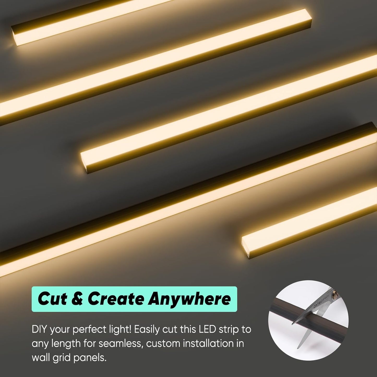 24V Slat Wall LED Light Strip - 3000K Warm White Recessed Panel Lighting