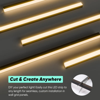 24V Slat Wall LED Light Strip - 3000K Warm White Recessed Panel Lighting