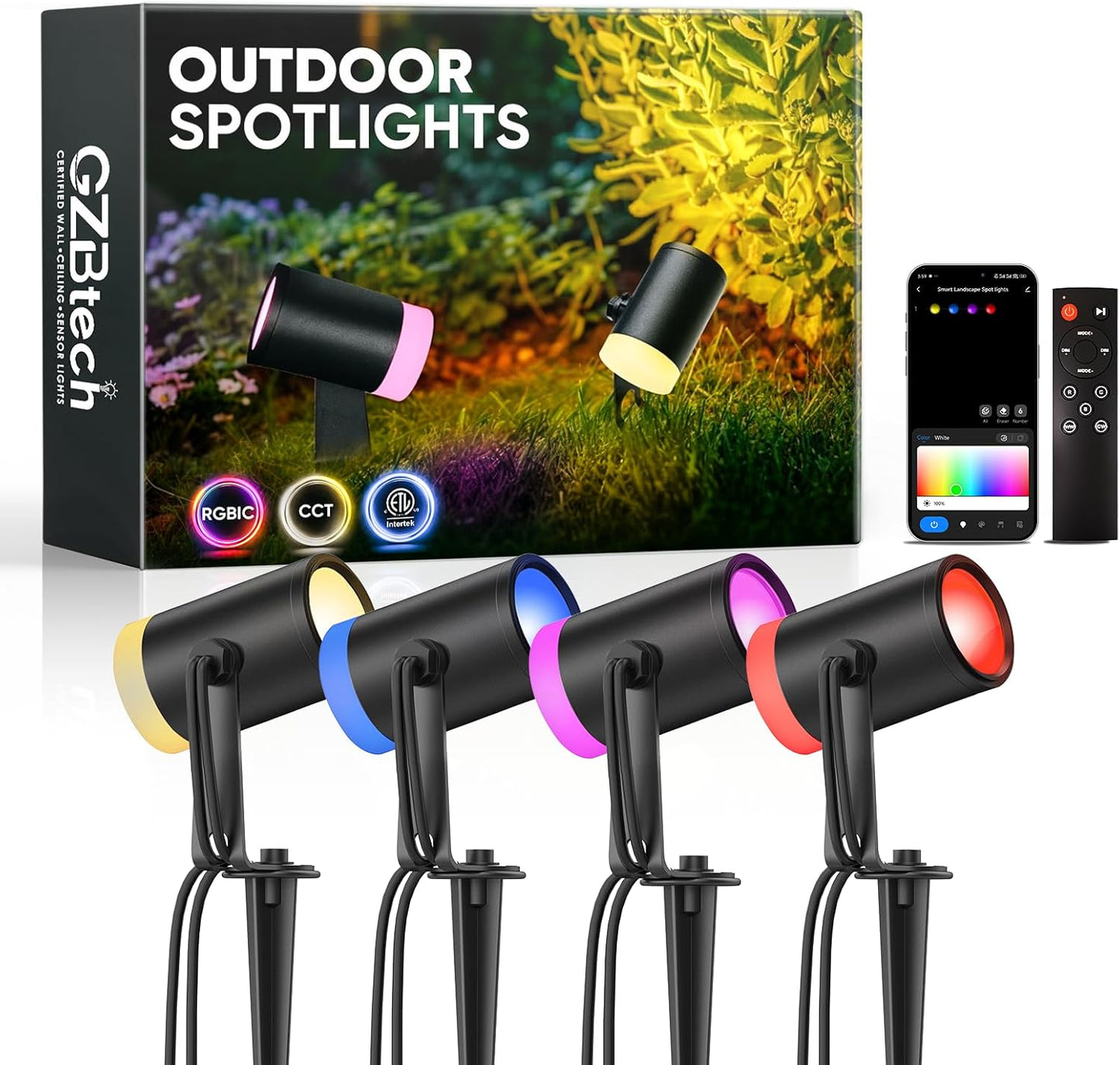 24V Smart RGB+CCT Landscape Spotlights - App & Voice Control, IP65