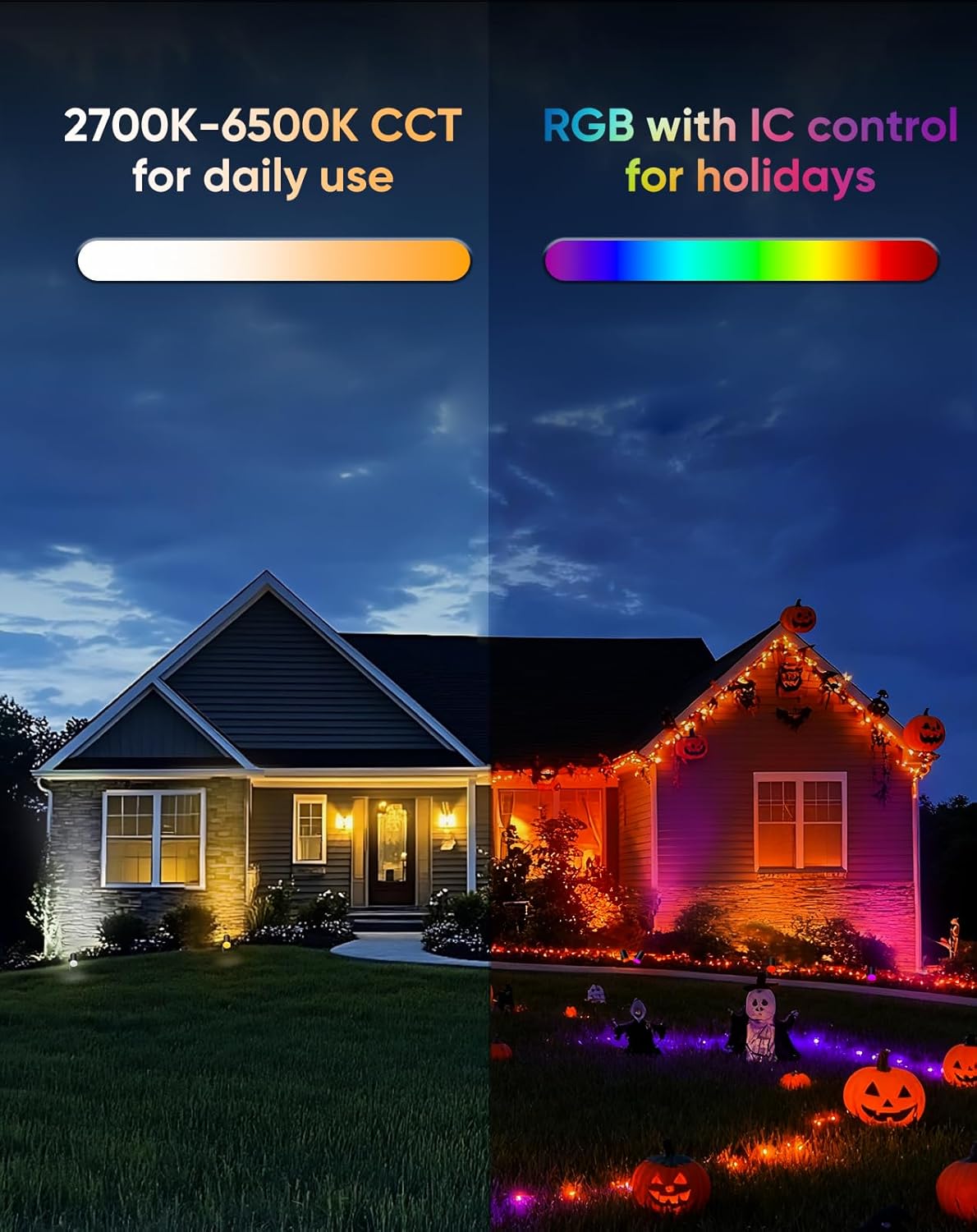 24V Smart RGB+CCT Landscape Spotlights - App & Voice Control, IP65