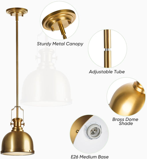 Single Black/Brass Dome Pendant Light