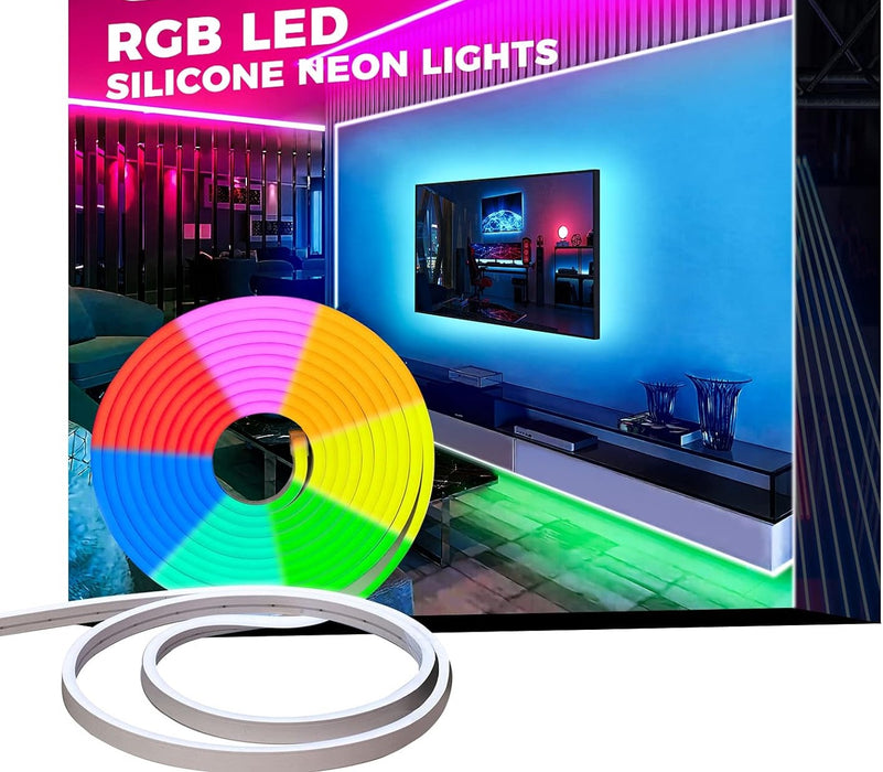 12V LED RGB Neon Rope Lights Dimmable 16.4FT