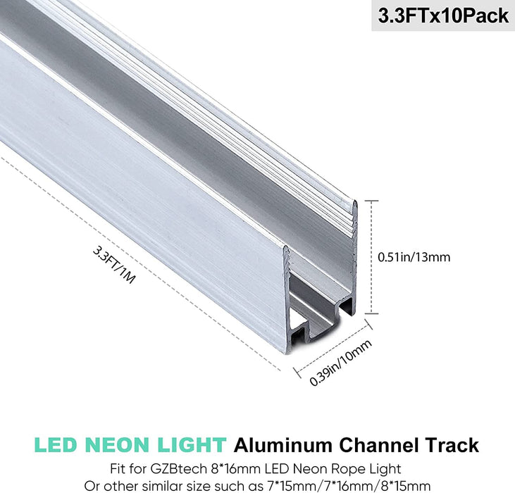Channel track 3.3FT for 8*16mm Vivid Single Color LED Neon Rope Light