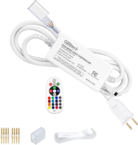 GZBtech RGB Neon Rope Lights, AC 110-120V Waterproof Color Changing LED Rope with Remote Controller, RGB Rope Lighting for Indoor Outdoor Commercial Use.