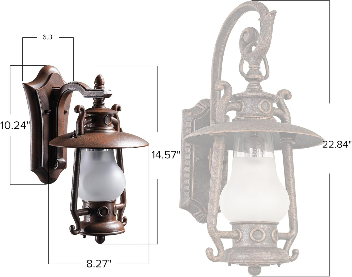 Rustic Lantern Bronze Outdoor Wall Sconce Vintage Rust Color Exterior Sconce