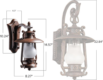 Rustic Lantern Bronze Outdoor Wall Sconce Vintage Rust Color Exterior Sconce