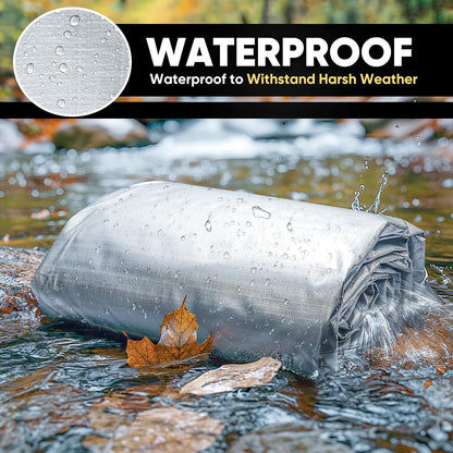 GZBtech Waterproof Tarp 16 Mil Heavy Duty Tarp 11 Sizes Silver&Black, Waterproof Thick Plastic for Outdoor Patio Yard Use, UV Resistant Tarps.