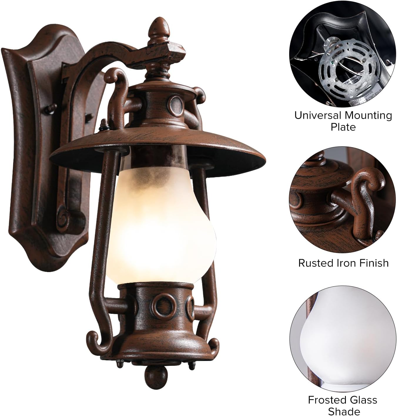 Rustic Lantern Bronze Outdoor Wall Sconce Vintage Rust Color Exterior Sconce