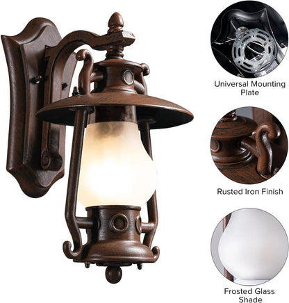 Rustic Lantern Bronze Outdoor Wall Sconce Vintage Rust Color Exterior Sconce