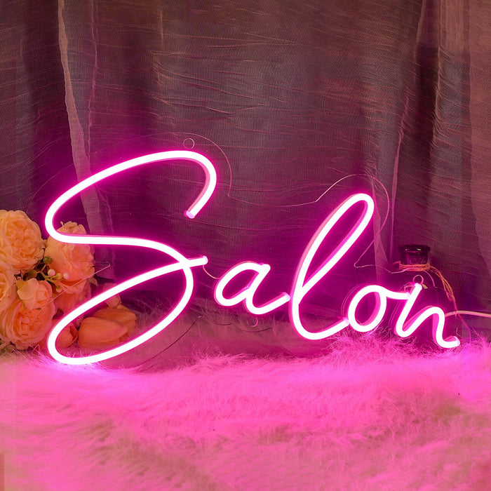 16 Inch Salon Neon Sign Pink USB and Battery Operated Business Sign