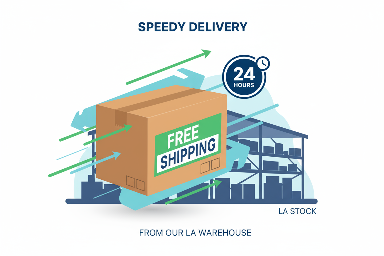 Fast and free shipping: Enjoy LA warehouse stock and shipping on business days within 24hours.