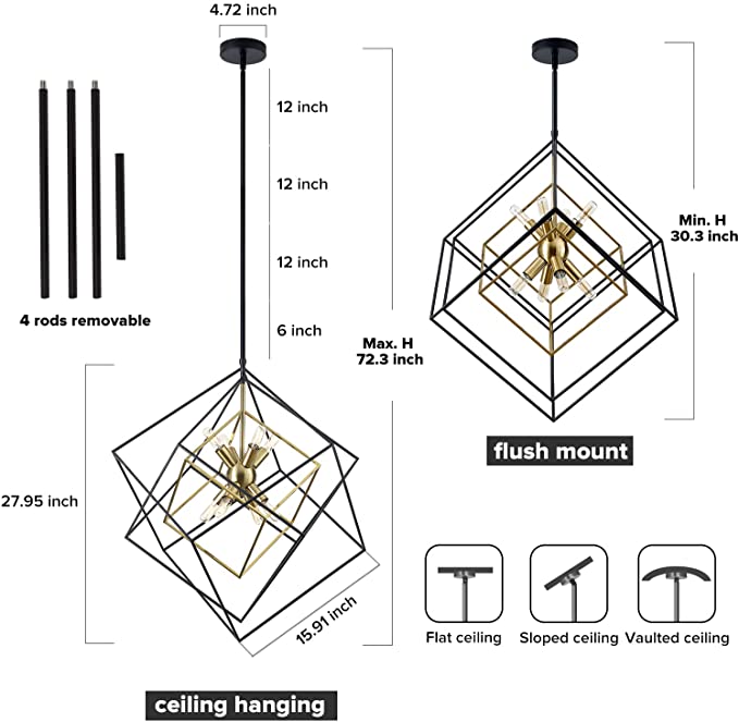 8-Lights Modern Geometric Chandelier