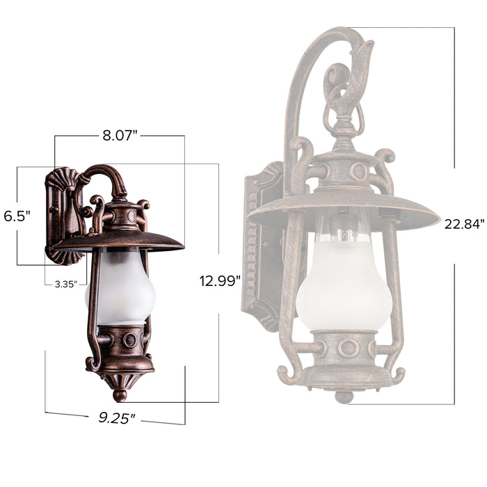GZBtech Small Rustic Lantern Outdoor Wall Sconce-3