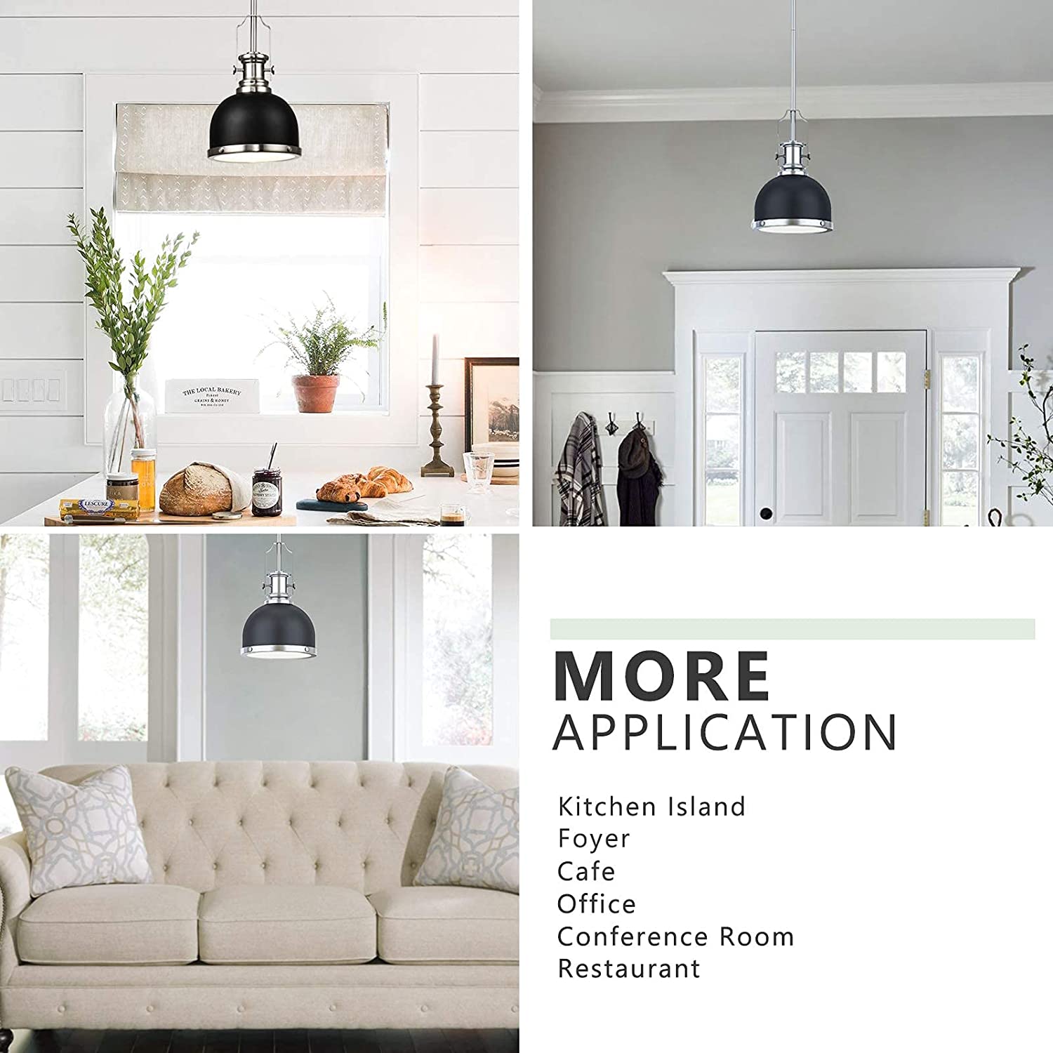 GZBtech Single Black Dome Pendant Light-2