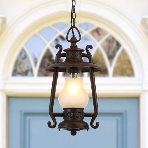 GZBtech rustic  lantern Outdoor Pendant Light-2