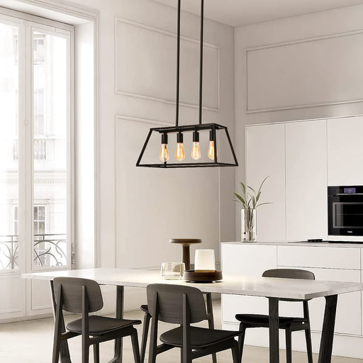 Kitchen Island Linear Pendant Black 4-Light-3