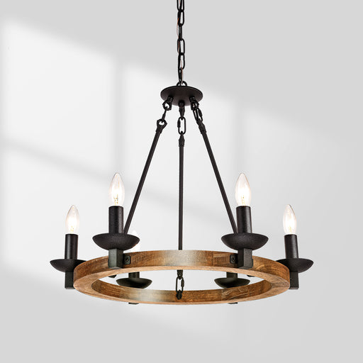 GZBtech Wood Wagon Wheel Chandelier