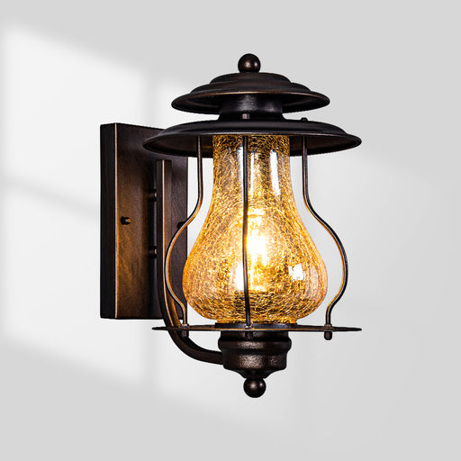 rustic Glass Lantern Outdoor Wall Sconce-1
