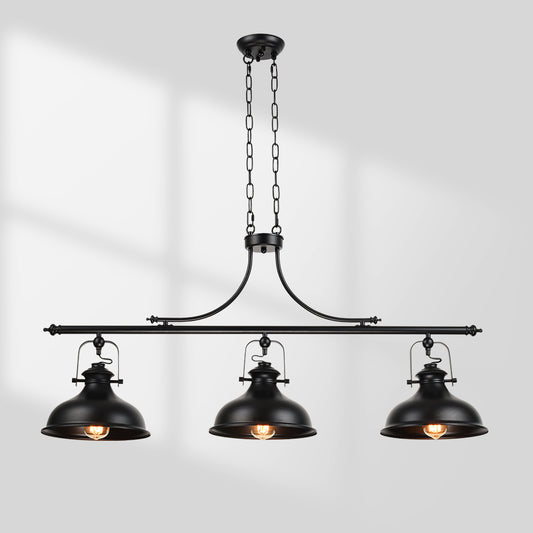 Kitchen Island Black Dome Pendant 3-Lights-1