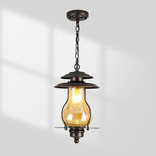 GZBtech Rustic Glass Lantern Outdoor Pendant Light-1