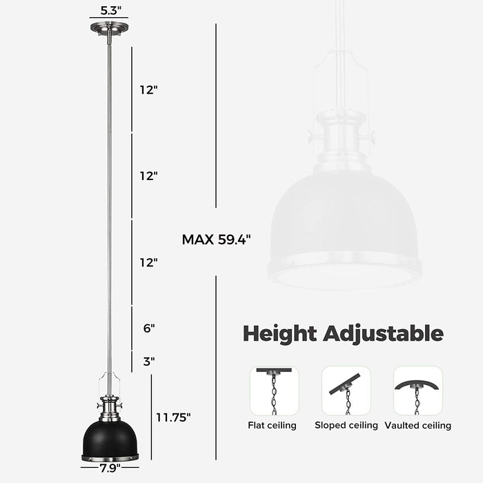 GZBtech Single Black Dome Pendant Light-3