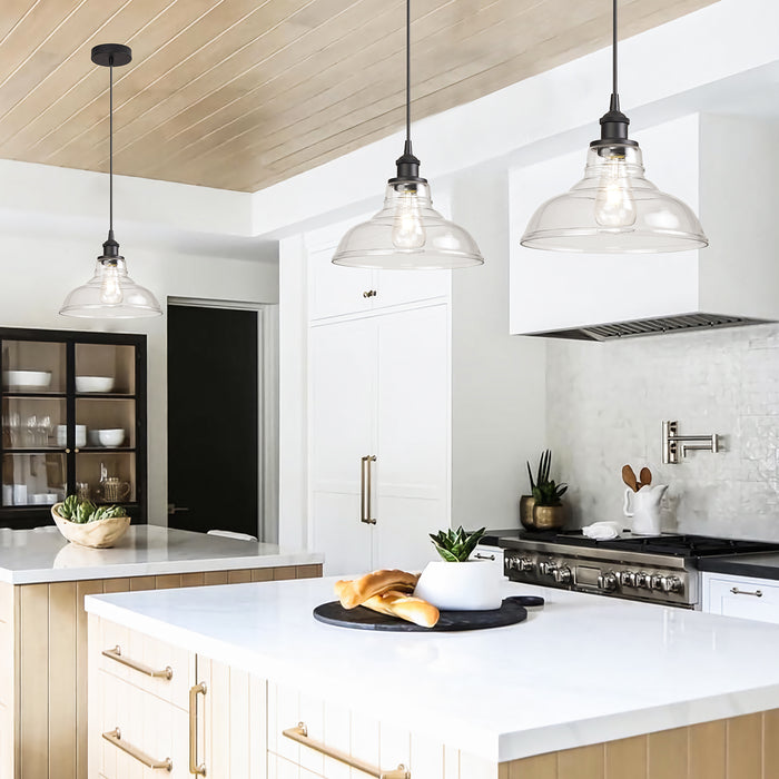 Single Clear Glass Dome Pendant Light