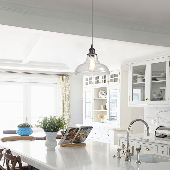 Single Clear Glass Dome Pendant Light