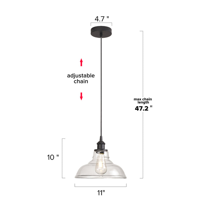 Single Clear Glass Dome Pendant Light
