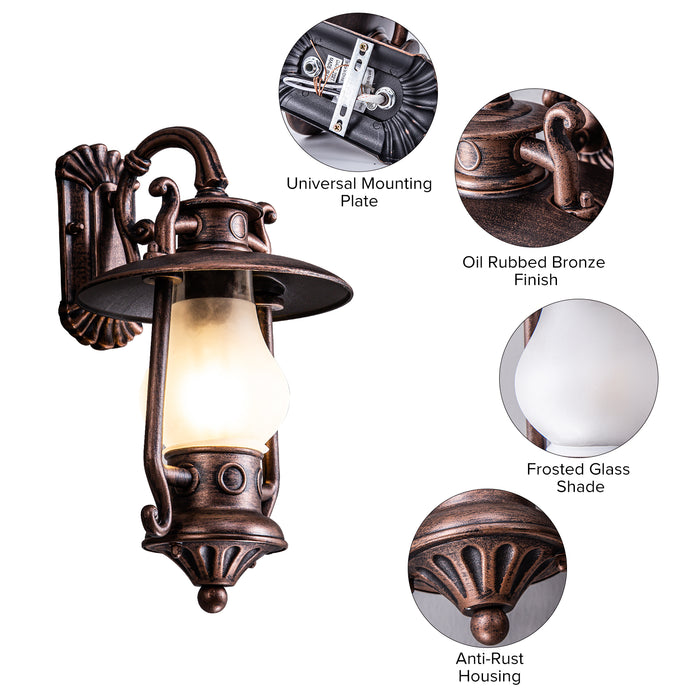 GZBtech Small Rustic Lantern Outdoor Wall Sconce-4